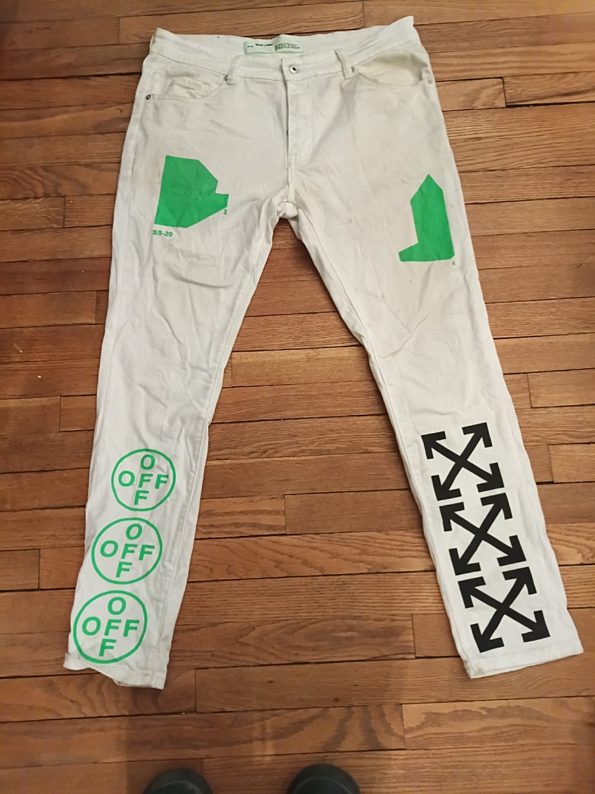 Off-White Virgil White Demin Jeans Arrow Graphic Pants Size A Designer