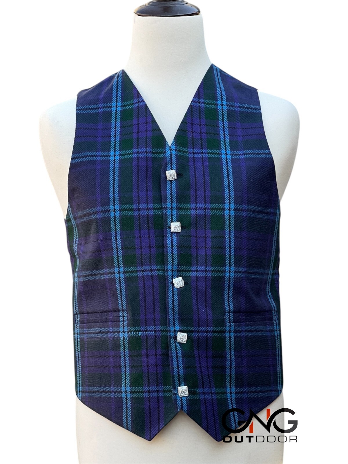Men’s Wedding Spirit of Scotland Tartan Vest 5 Button Scottish Kilt Waistcoat
