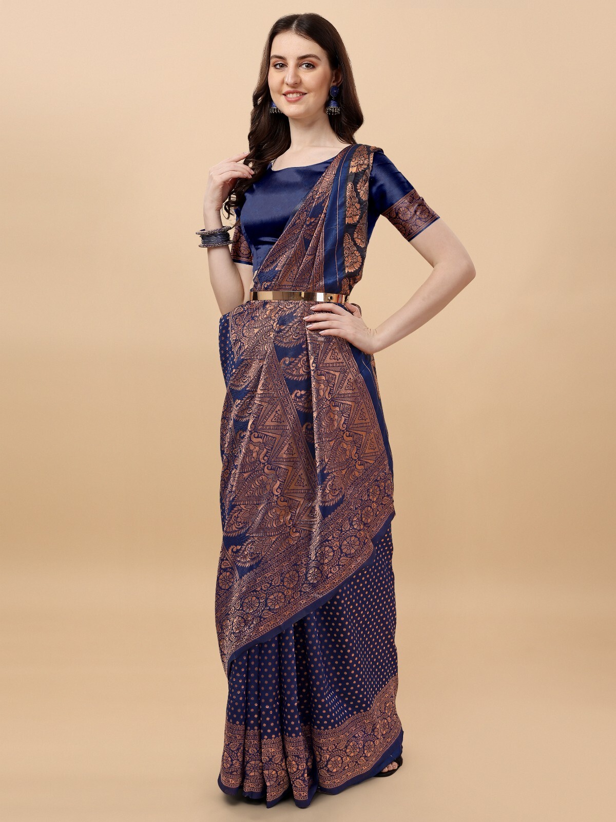 Areca Designer Copper Box Green Silk saree blouses women Saree Cut – 5.5 Meter