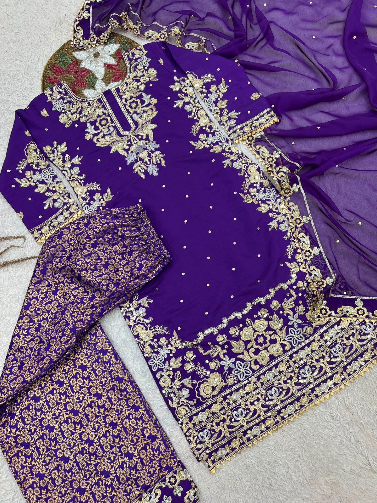 SALWAR KAMEEZ INDIAN PAKISTANI WEDDING PARTY DRESS PALAZZO SHARARA PLAZZO SUIT
