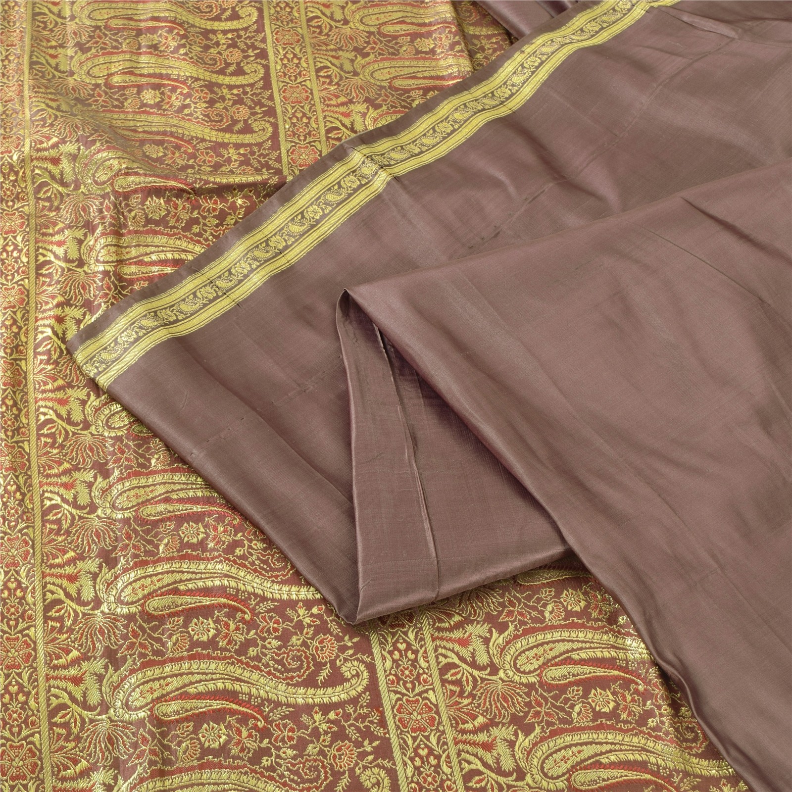 Sanskriti Vintage Lilac Soft Pure Silk Sarees Brocade/Banarasi Zari HandWoven 5Y