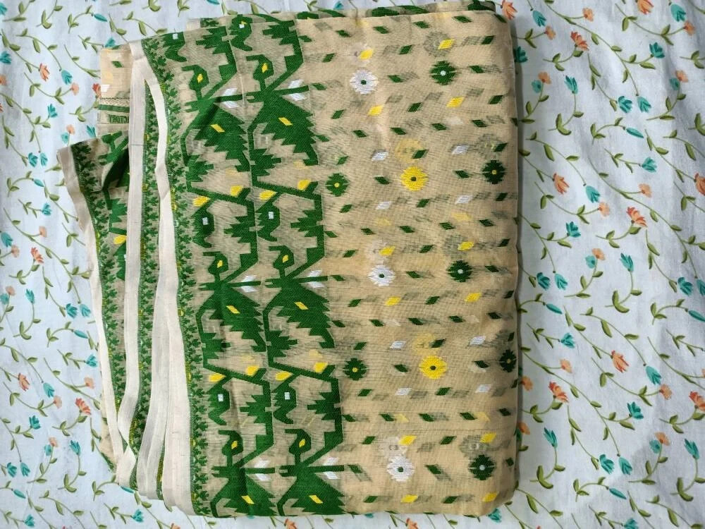 Dhakai jamdani saree, Soft jamdani saree Handcrafted Bengali Sari free shipping