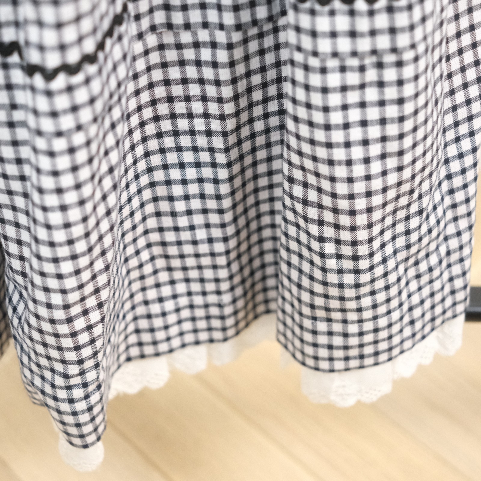 Austrian Alpine Cotton Folk Dres Checked Lace Trim Dirndl Style Size 42