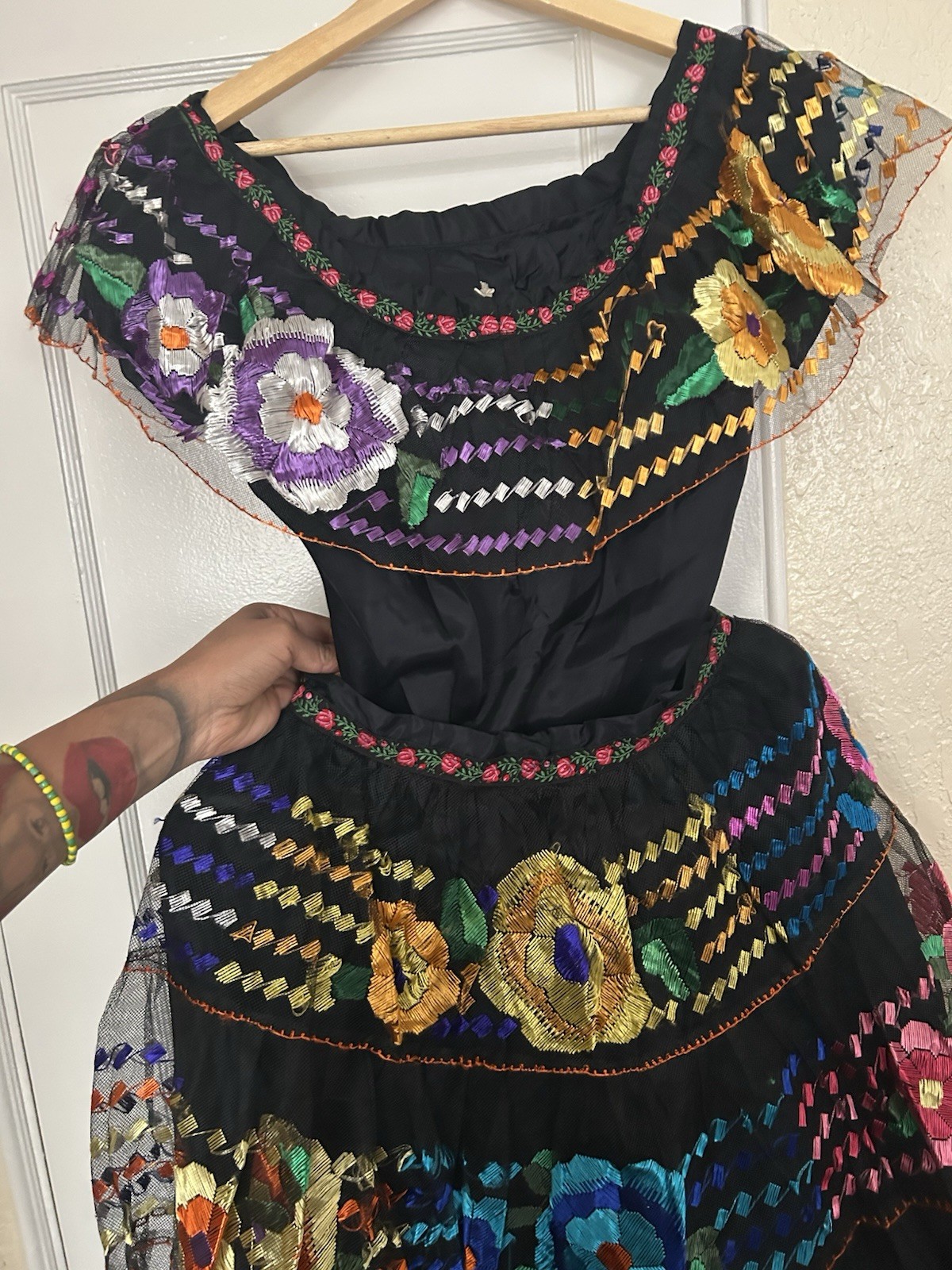 Traditional Mexican Chiapas Folclorico Dress (blouse & Skirt) Size Xs/S