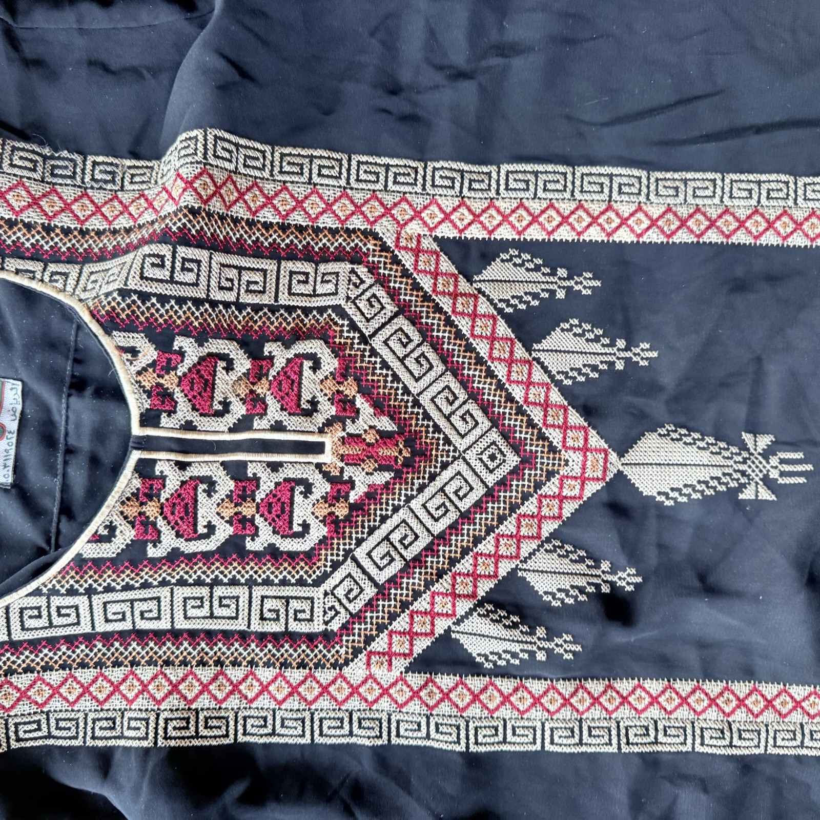 SAAD Saudi Arabia Thobe Mens Medium Embroidered Jalabiya Kaftan Robe 50″