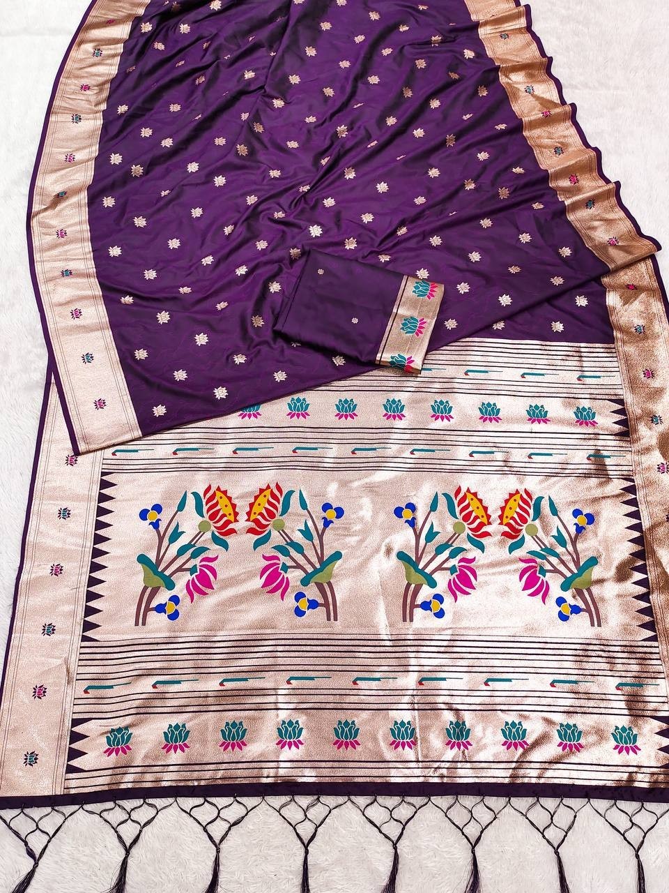 New Presenting Soft Paithani Silk Saree With Blouse For Wedding Wear