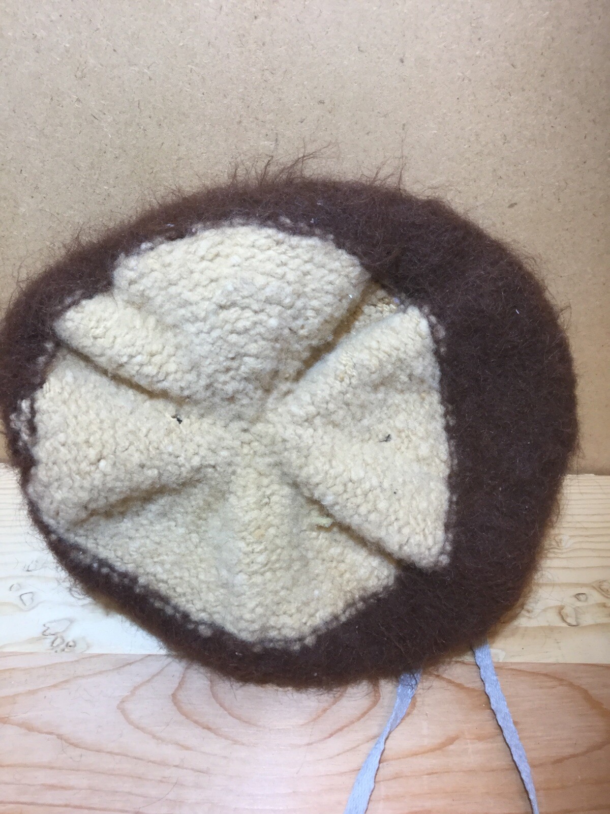 Dreadlock Hair Holder? Cap, Knitted Wool Brown And Tan With Drawstring Well Made