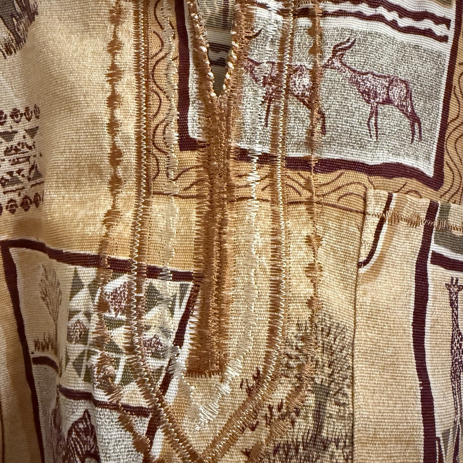Dashiki XL Beige Cotton Blend Animal Print Shirt Unisex Adult