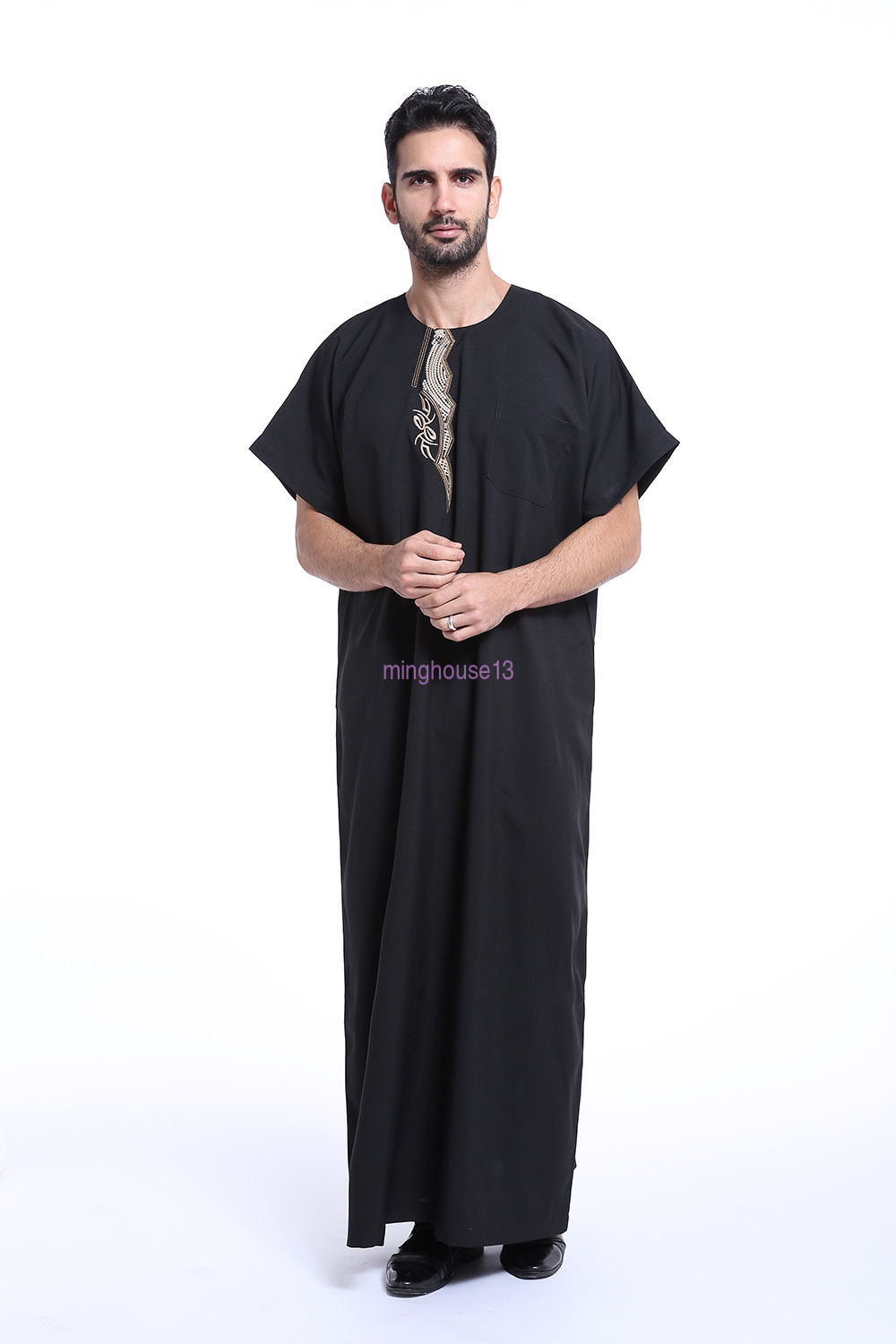 Ramadan Men Abaya Muslim Kaftan Islamic Daffah Dishdasha Arab Robe Dubai Jubba