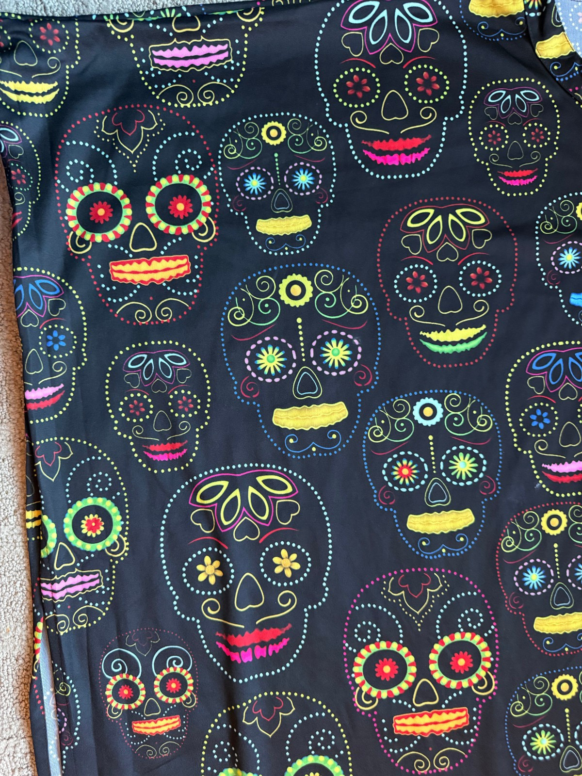 Kaftan Black Skulls Day of the Dead Halloween Skulls Men’s Unisex New Mexico Hip