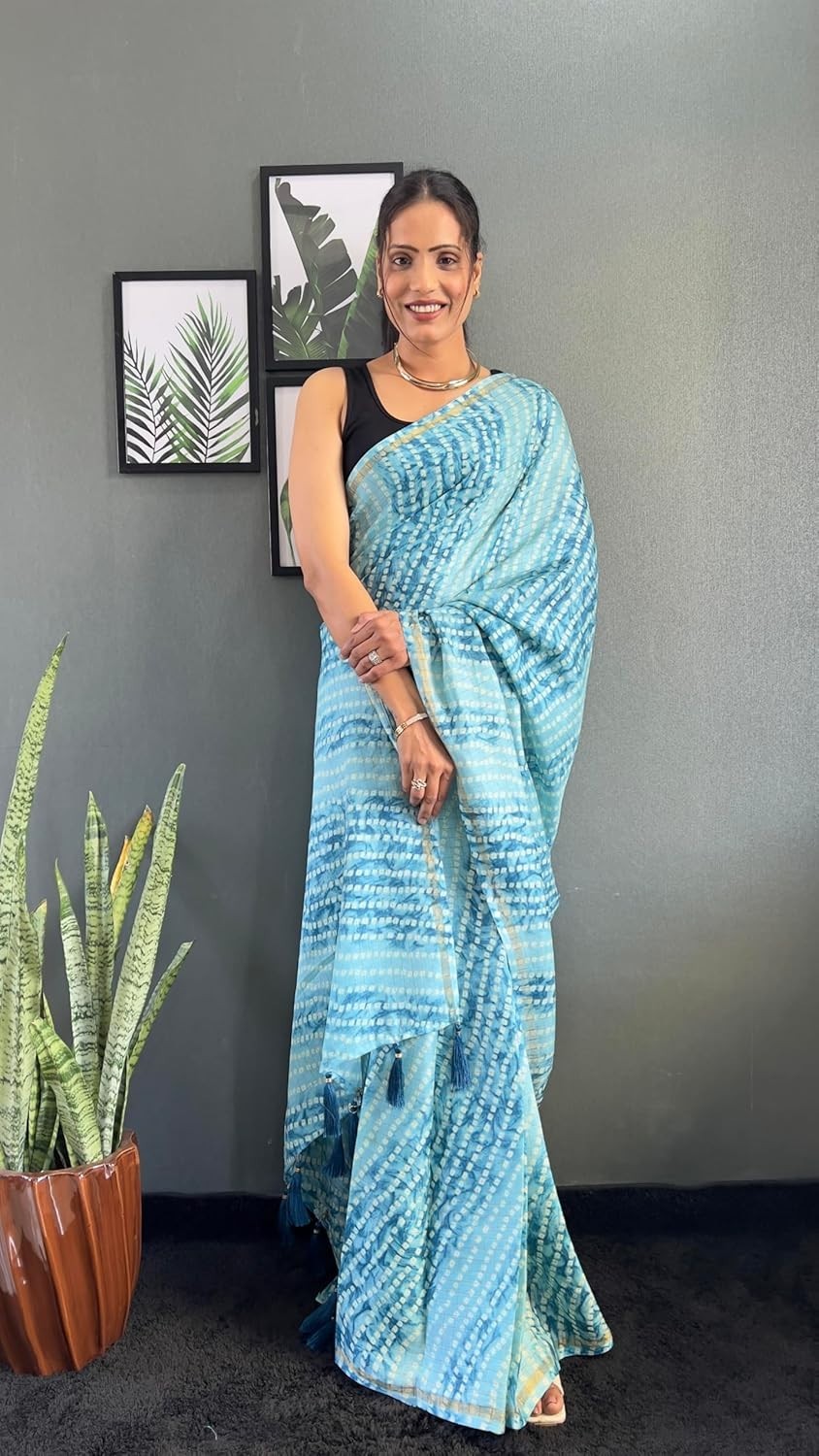Women’s Kanjivaram Ready To Wear Pure Soft Silk Saree With Unstitched Blouse