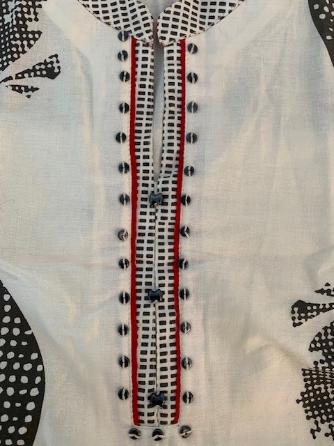 Zola Cotton Kurta Black White Red Printed India Sleeveless w/ Optional Sleeves M