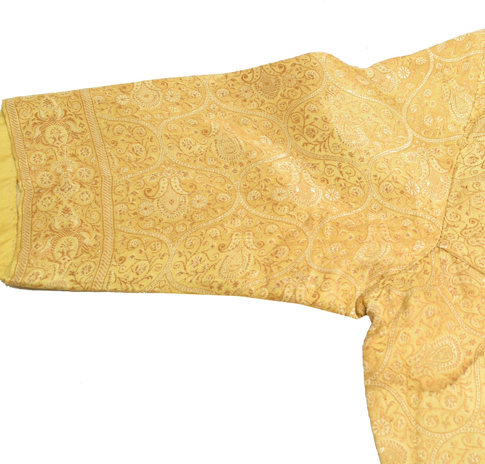 Sushila Vintage Cream Readymade Stitched Sari Blouse Silk Resham Woven Choli Top