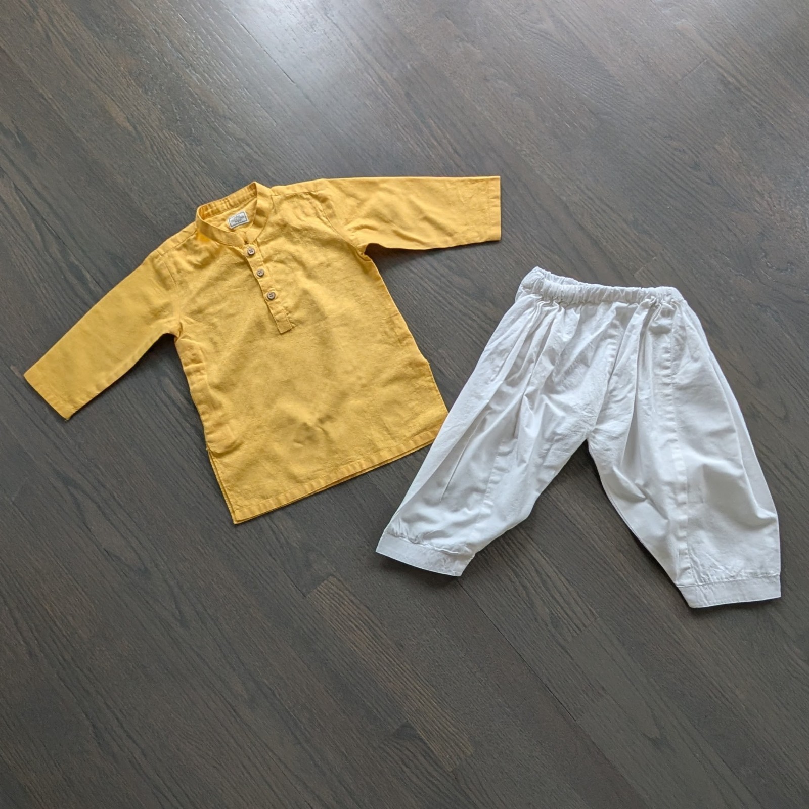 Minnie Minors Baby Boys Pakistani Kurta Salwar, Yellow/White, 9-12 Months