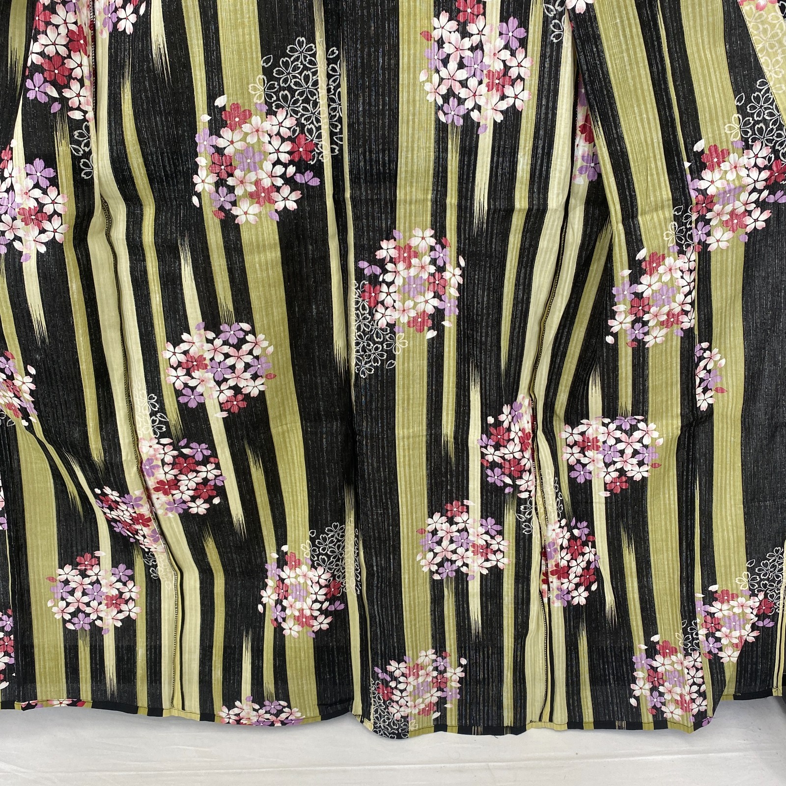 Japanese Vintage Kimono Yukata Cotton Black No Lining Traditional Length 63 in
