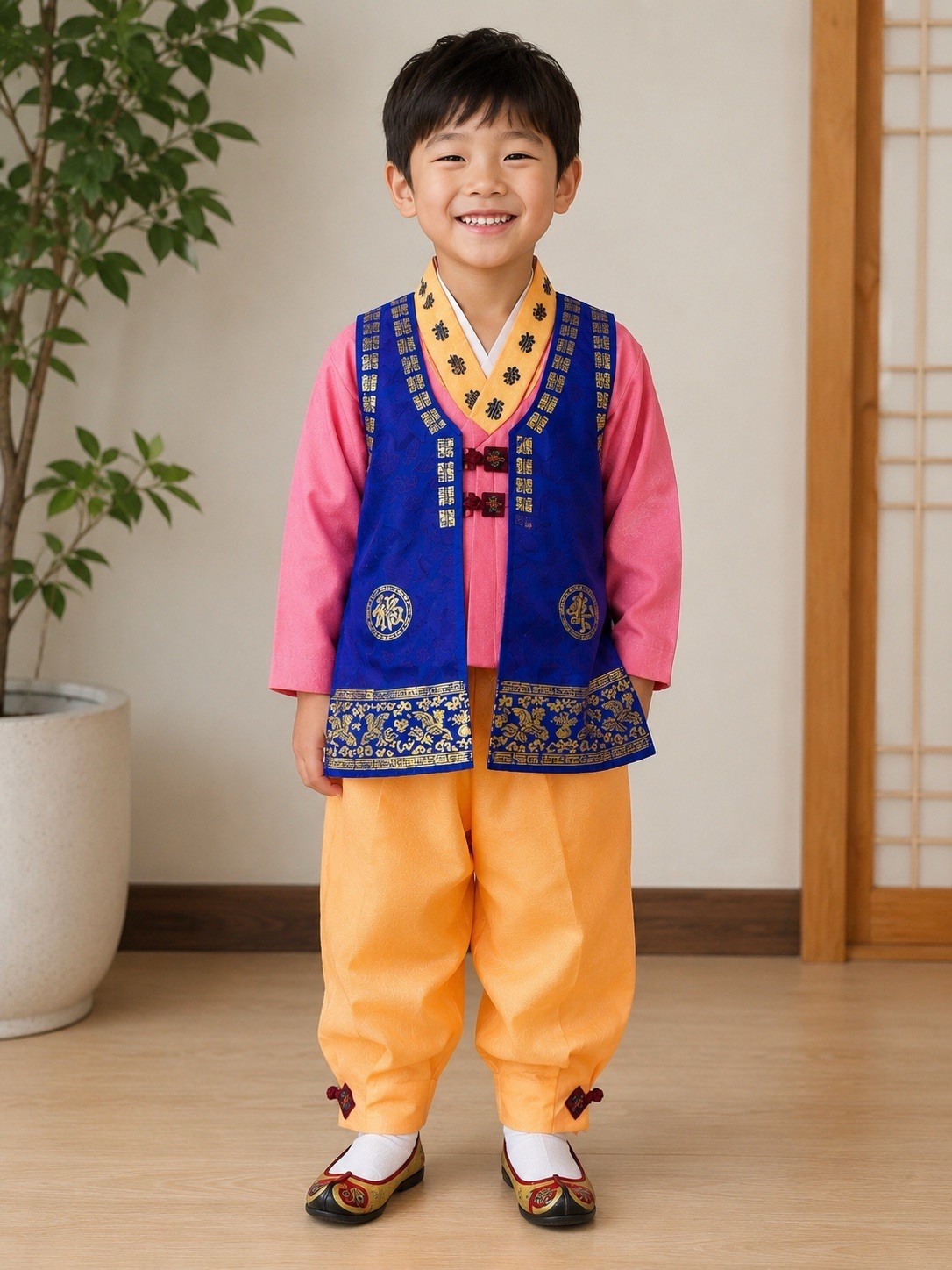 Korean Traditional Boys Hanbok Vest – Size 6 (Approx. Age 5–6) Elegant Prince…