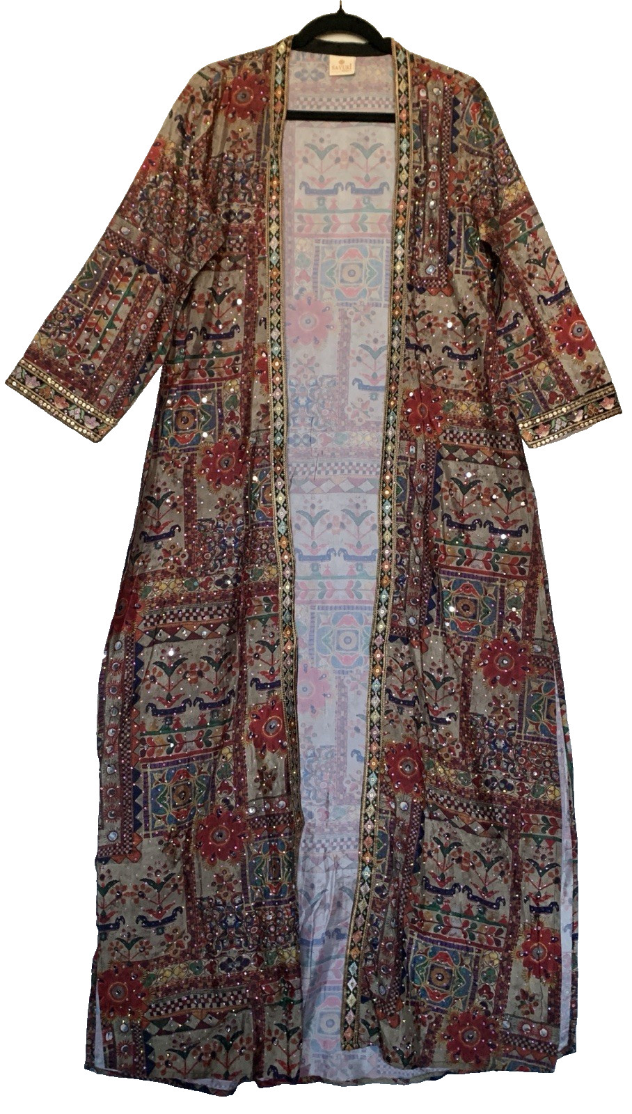 Sayuri Designer Indian Duster Jacket Mirror Work Boho Kimono Phulkari Lagenlook