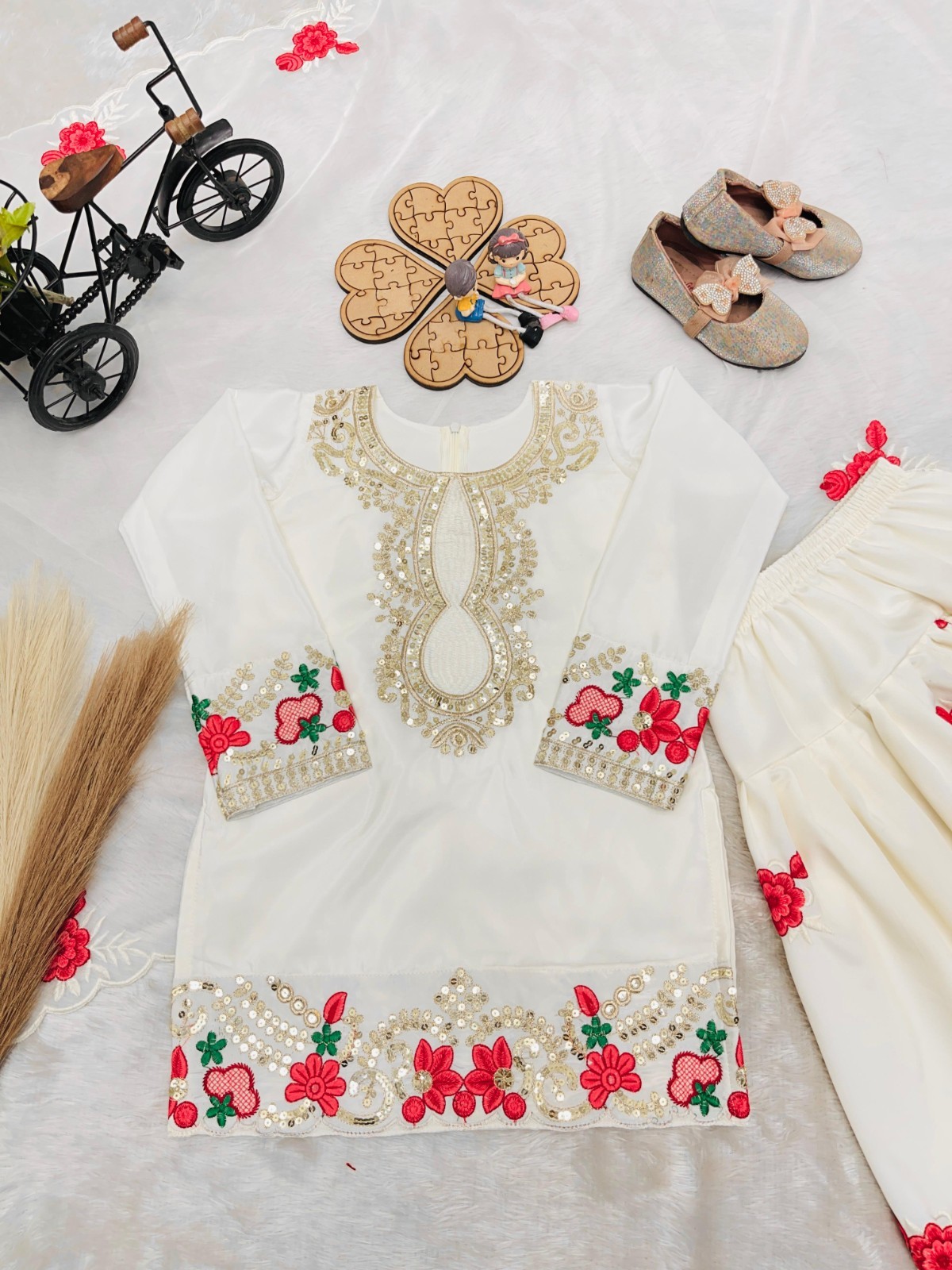 Kids Girls Pink Salwaar Kameez Sharara Party Wear Eid Indian Designer Dress Suit