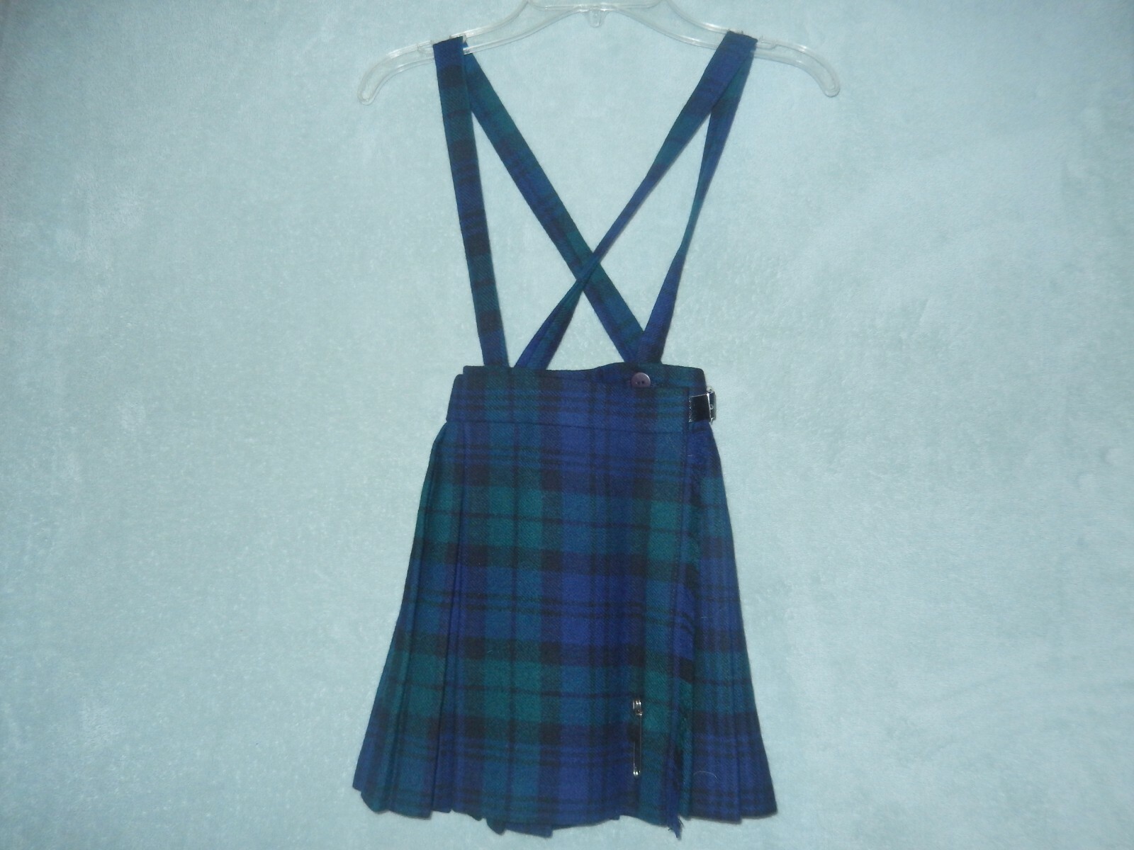 James Dalgliesh Girl 2-3 Years Pure Wool Tartan Kilt Blk/Navy/Green NEW