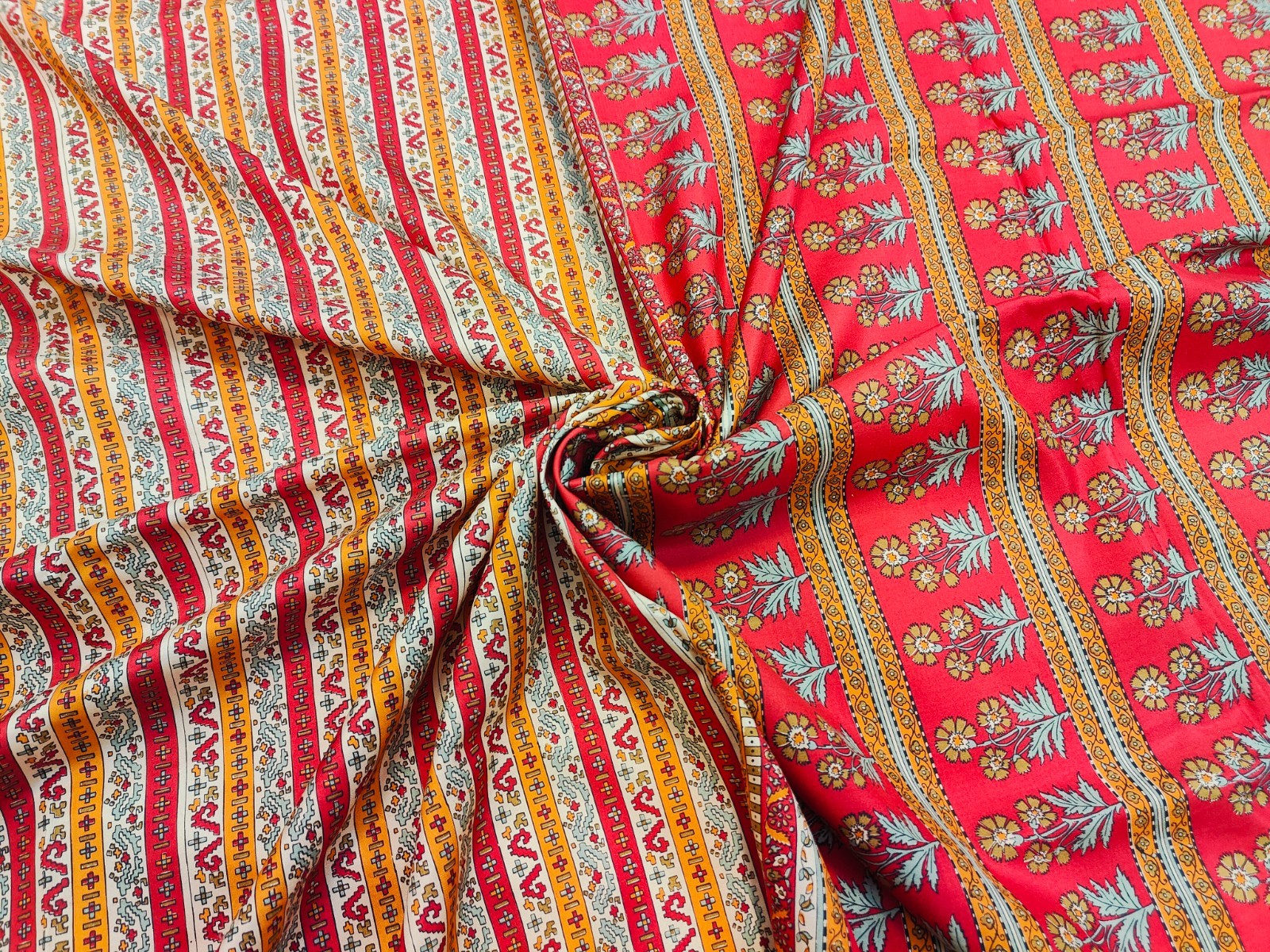Vintage Sari 6Mtr Pure Silk Printed Saree Indian Fabric For Crafting Quilting