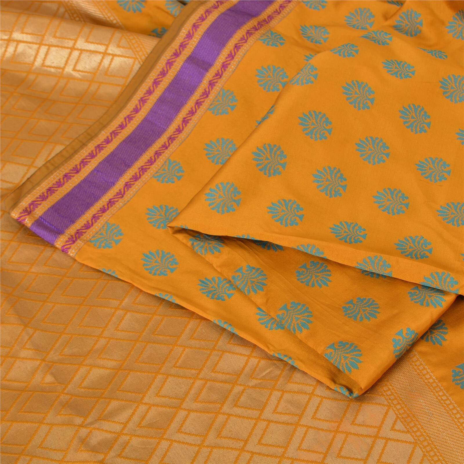 Sanskriti Vintage Mustard Indian Sari Art Silk Woven Work Sarees Zari Fabric