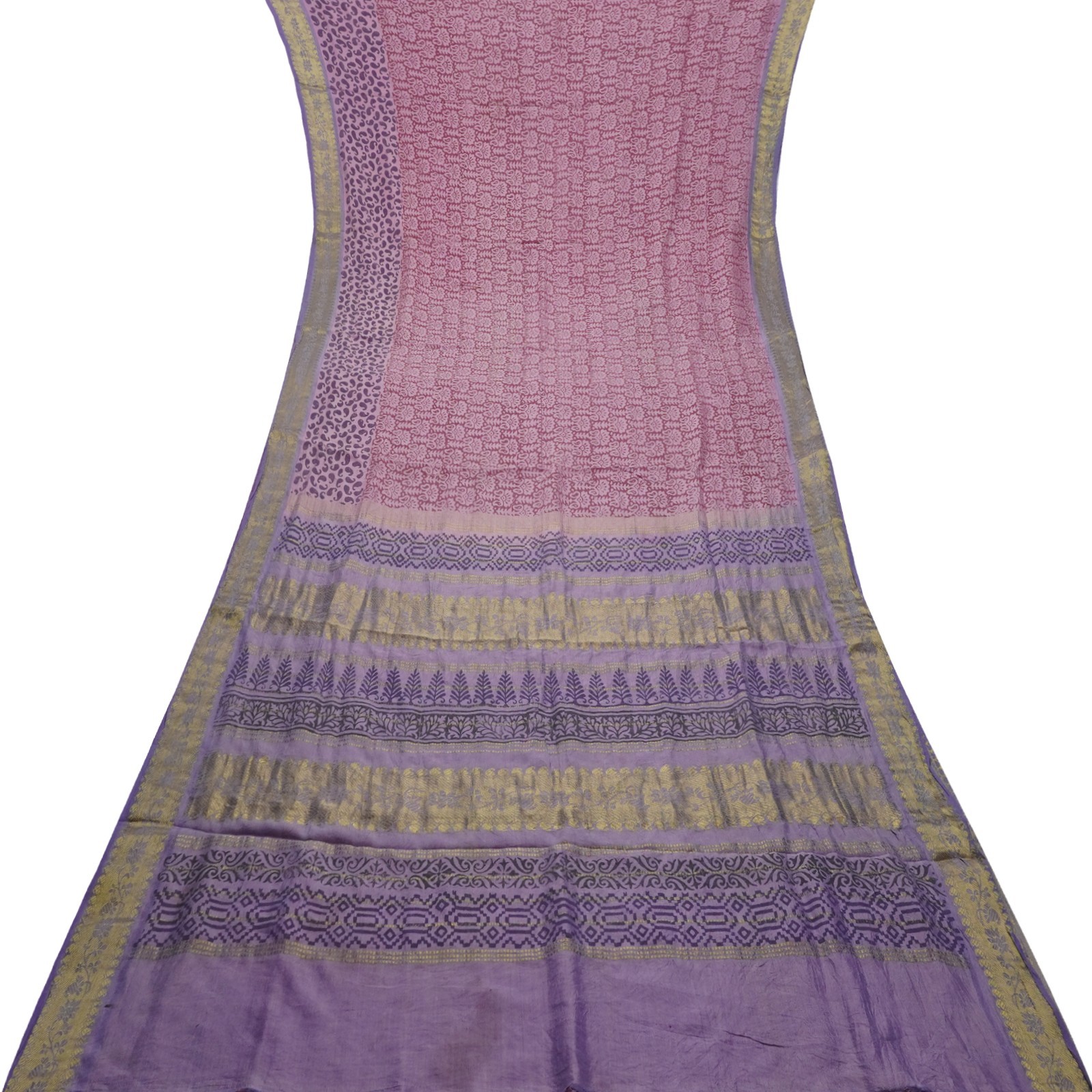 Vintage Pink Sarees 100% Pure Cotton Zari Handwoven Sari 5YD Decor Craft Fabric