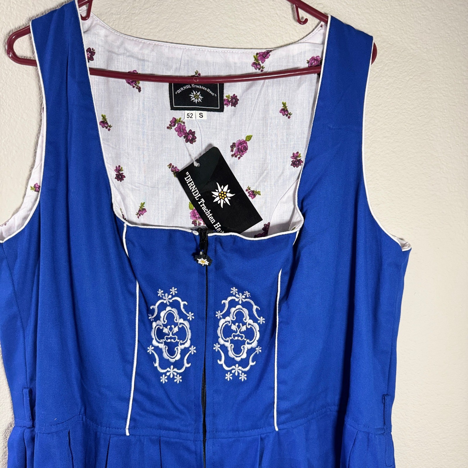 Dirndl Trachten Haus Blue Embroidered Bavarian Dress Size 52 22 Oktoberfest READ