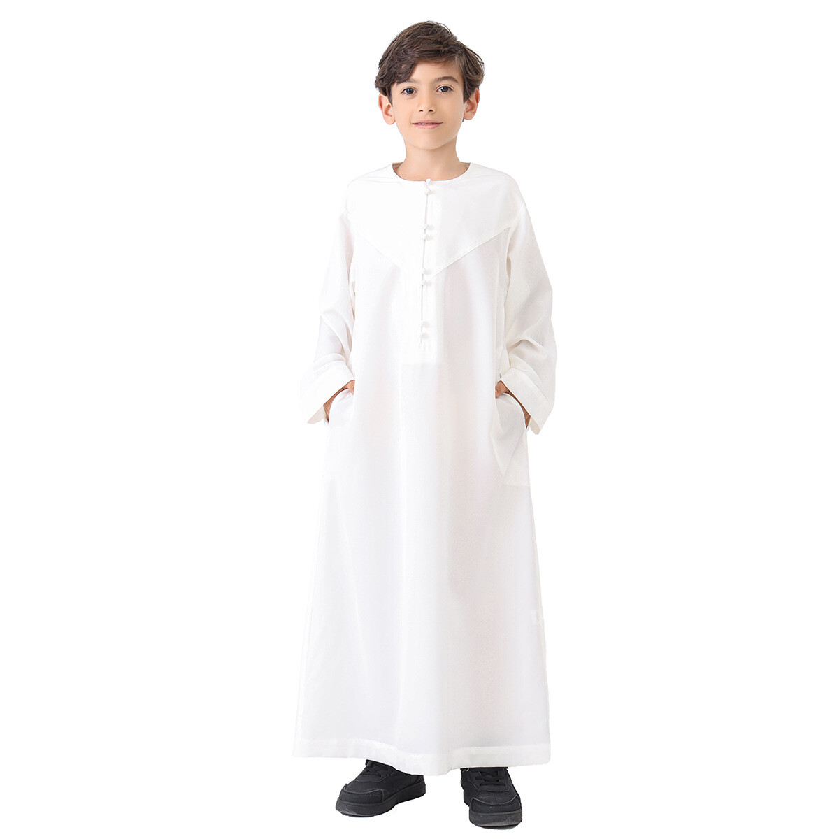 Dubai Kids Boys Long Sleeve Abaya Robes Saudi Jubba Thobe Daffah Dishdash Kaftan