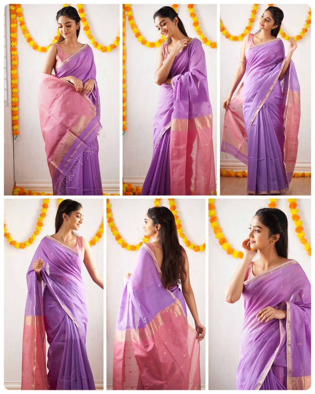 Soft Linen Cotton Saree Jacquard Wedding Party Wear Traditional Indian Sari