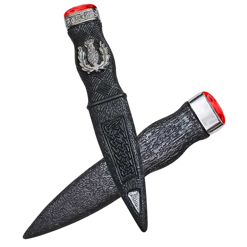 Scottish Red Stone Sgian Dubh Dummy Safe Knife Highlander Costume & Kilt Wear