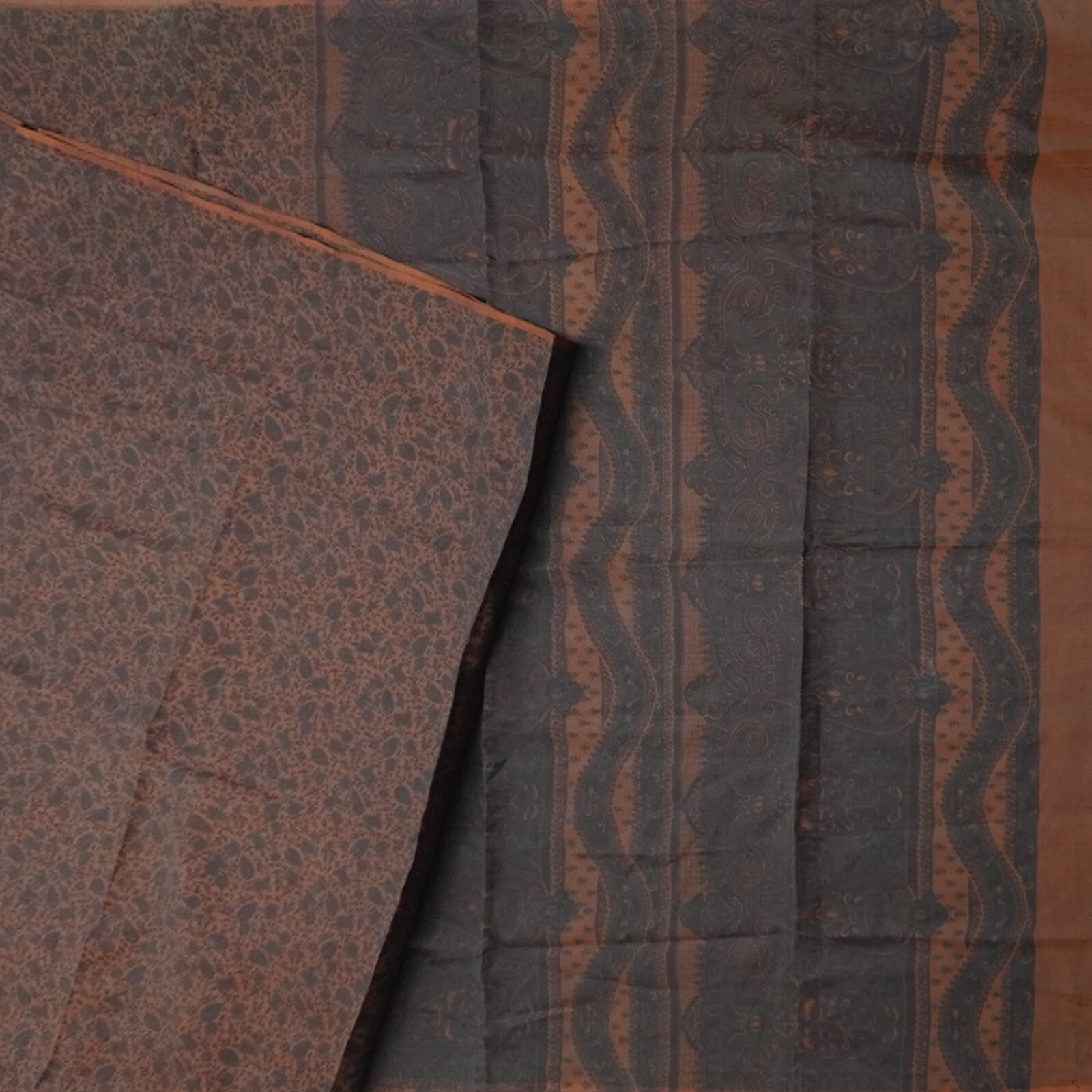 Namaste Vintage Brown Sarees 100% Pure Silk Printed Indian Sari 6YD Craft Fabric