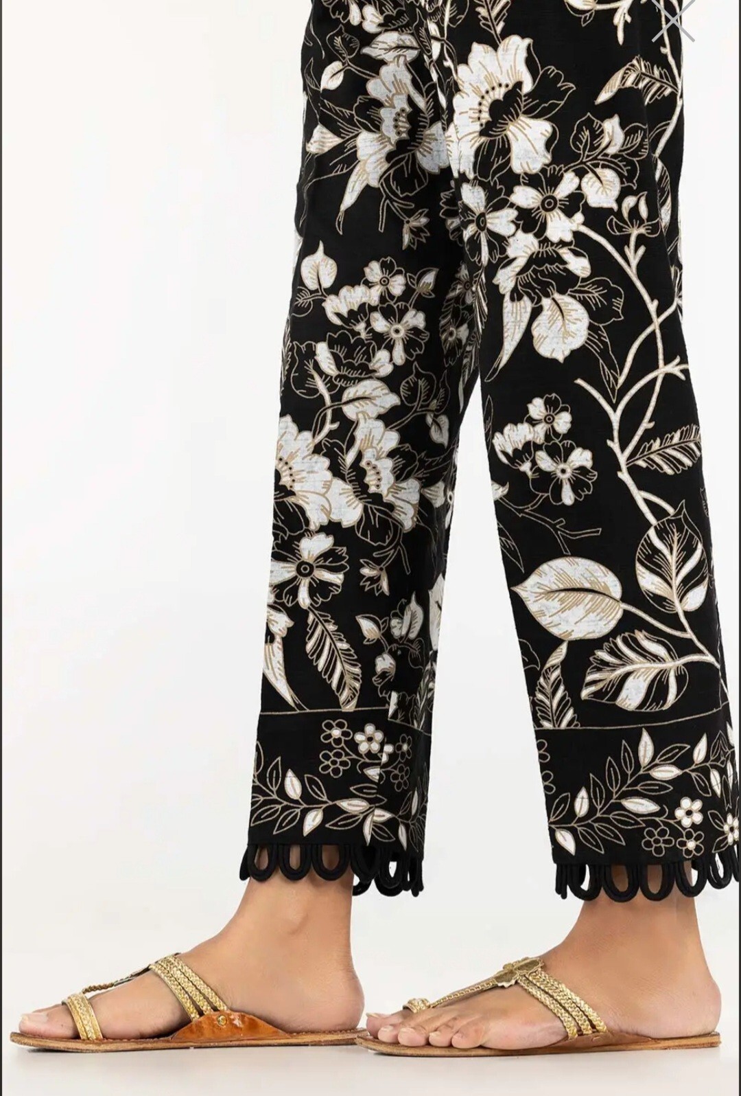 NWT Gul Ahmed Size M Khaddar Screen Printed Trousers Pakistani Designer