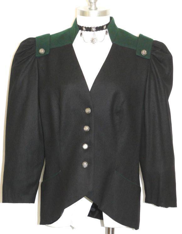 BLACK WOOL Women German Tux Dress Suit JACKET/44/8 10 M