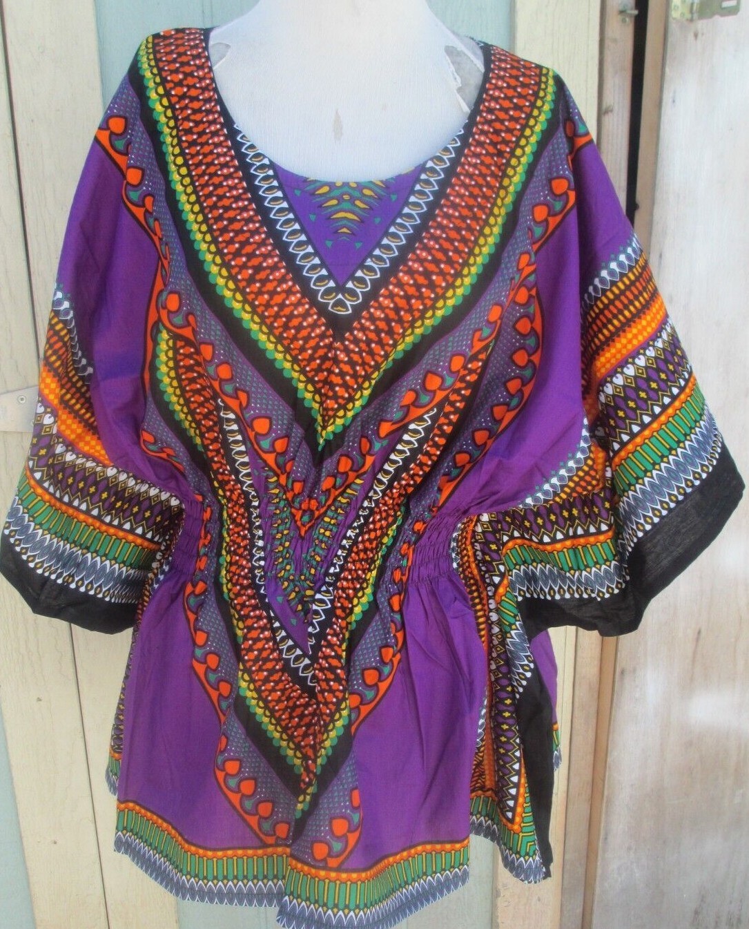 Elastic Waist Dashiki African Blouse Women Traditional Dress Top One Size