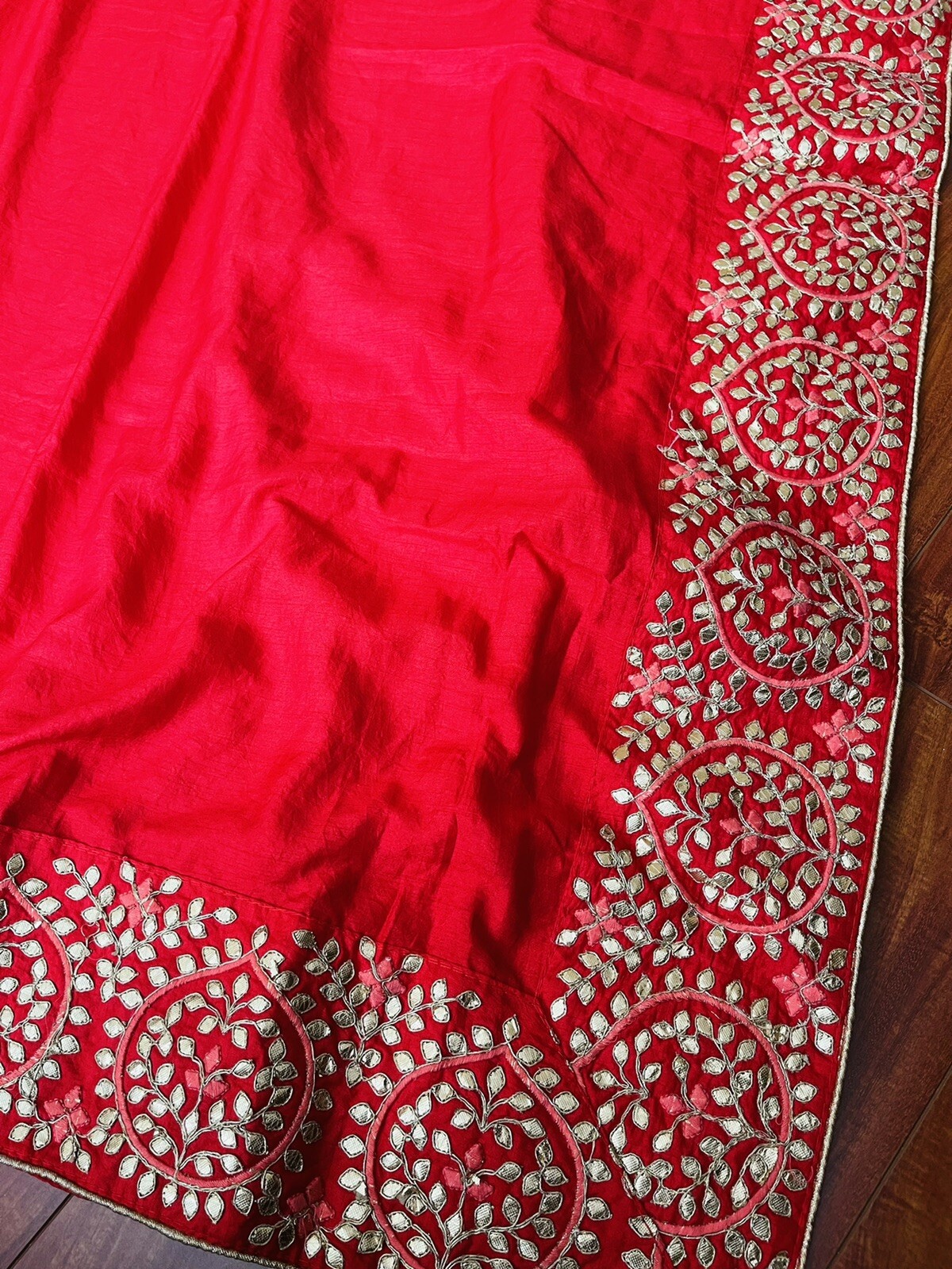New Silk Gota Patti Border Saree Blouse Party Wedding Not Benarasi Pattu