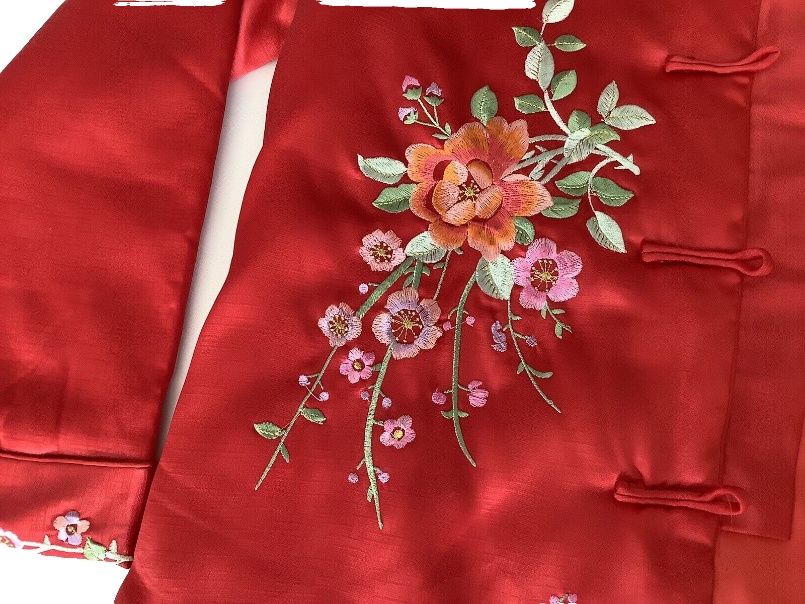Easter Collection Oriental Traditional Embroidered Red Women Top Blouse Size L