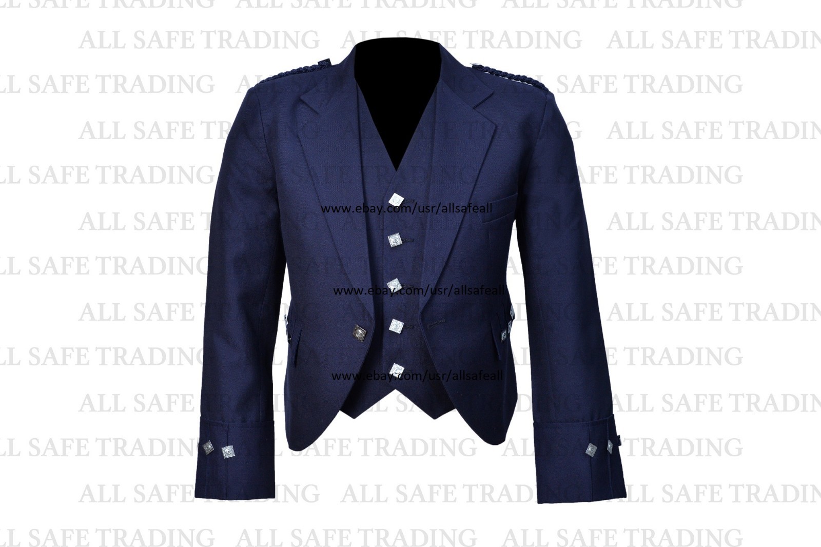 Scottish Blue Argyle Kilt Jacket With Waistcoat/Vest – Sizes 36″- 54″