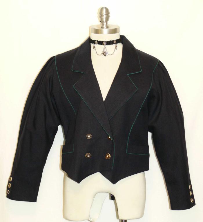 BLUE ~ WOOL & LINEN Women German Riding Hunting Dress Suit Coat JACKET / 38 12 M