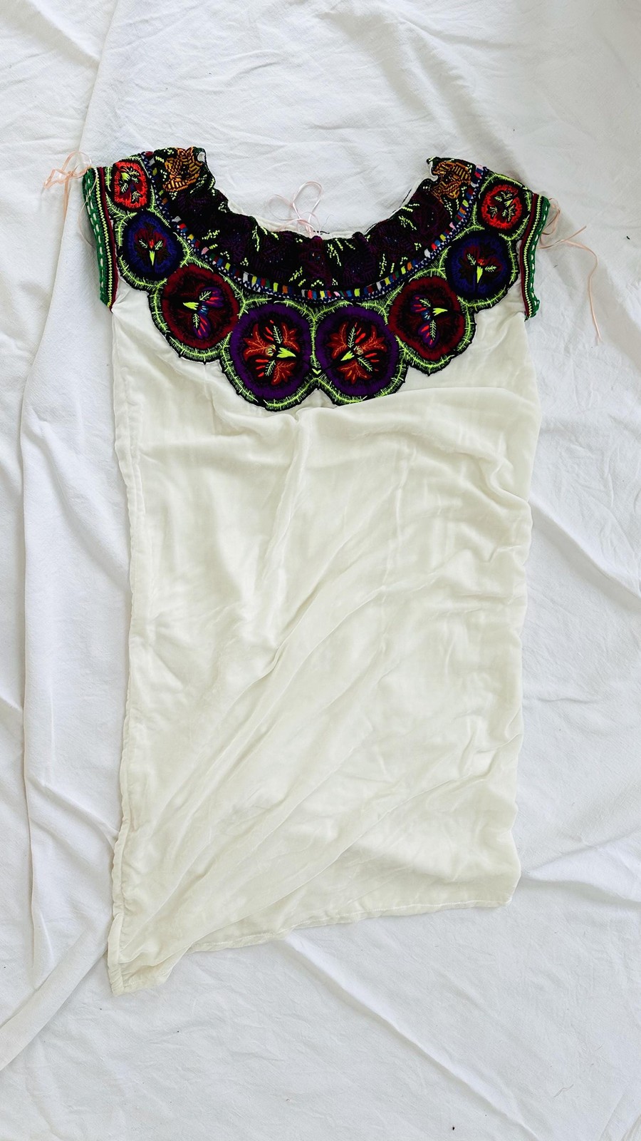 Silk Velvet Embroidered Dress. Repurposed Ocosingo Embroidery Mayan Made Mexican