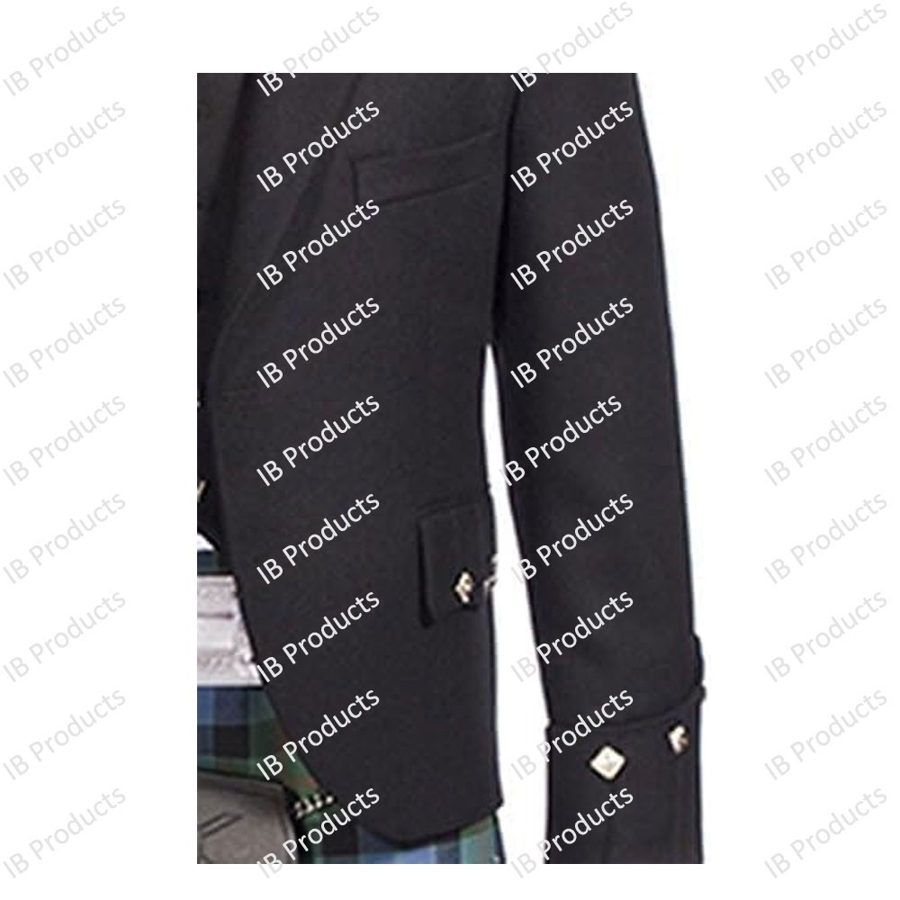 IB Formal Men’s Scottish Wool Argyle Kilt Jacket Smart Tailored Long Sleeve Coat