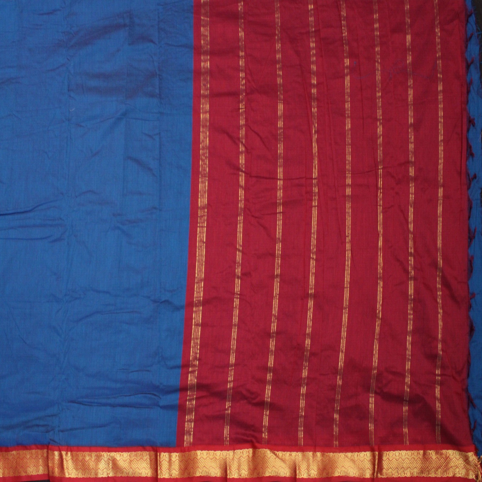 Vintage Art Silk Sarees Woven Zari Border Dual Tone Indian Sari Craft Fabric