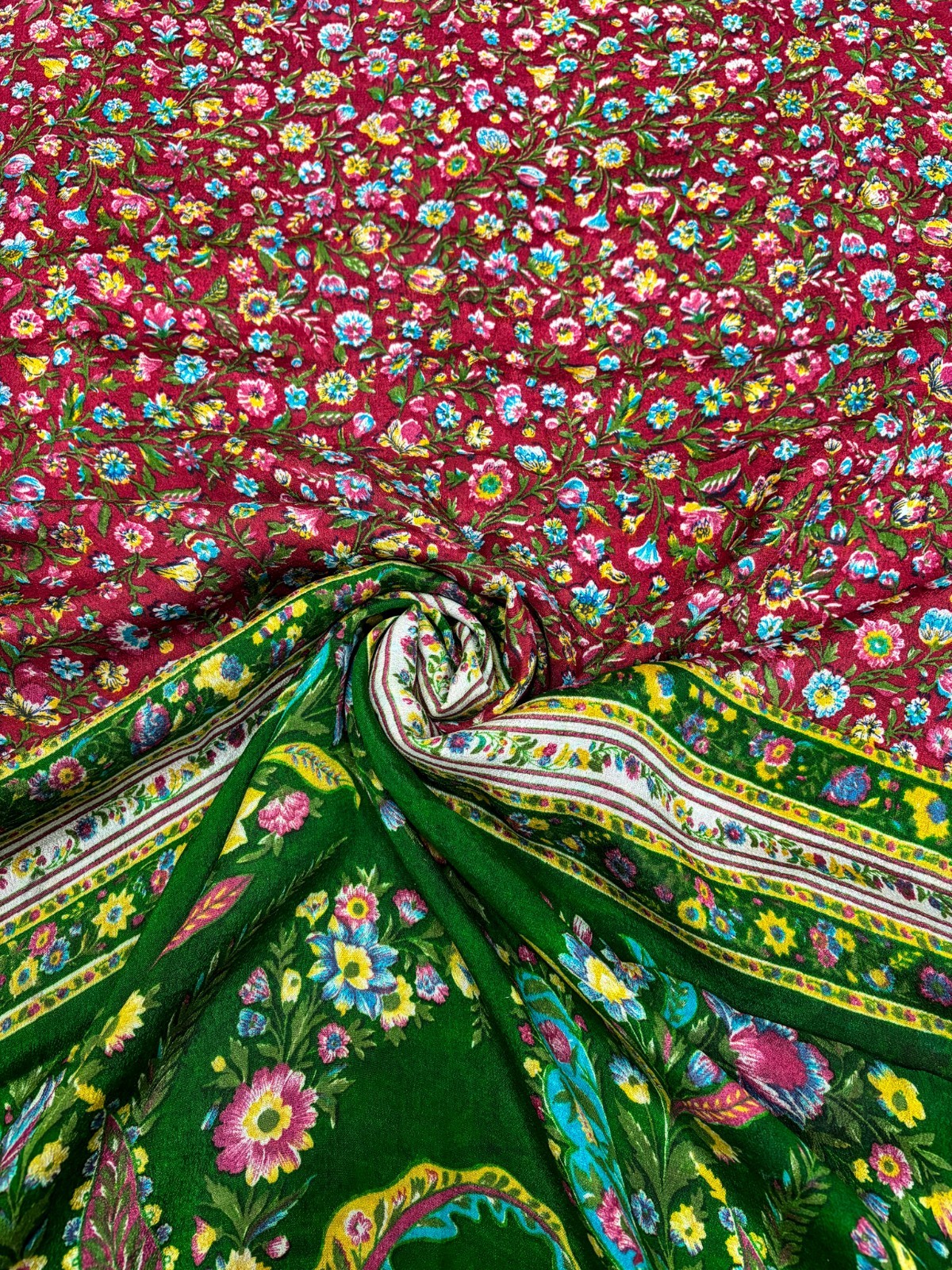 Vintage Magenta Chiffon Silk Saree | Lightweight Fabric for DIY & Sewing CS1049