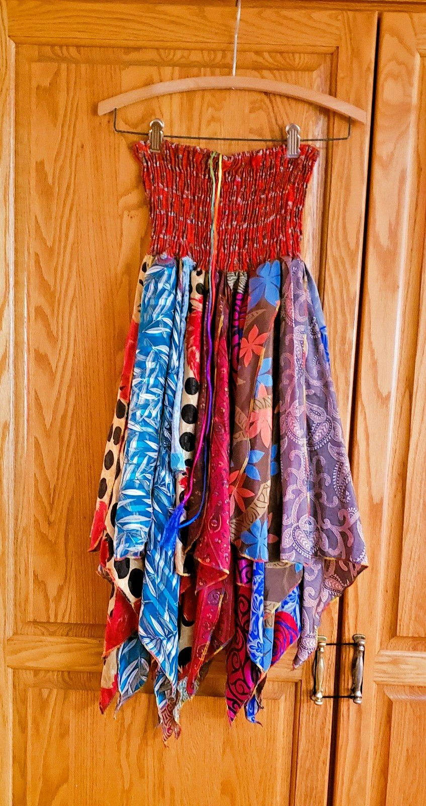 Handmade Indian Sari Patchwork Handkerchief Hem Fairy Festival Skirt/Dress Sz S