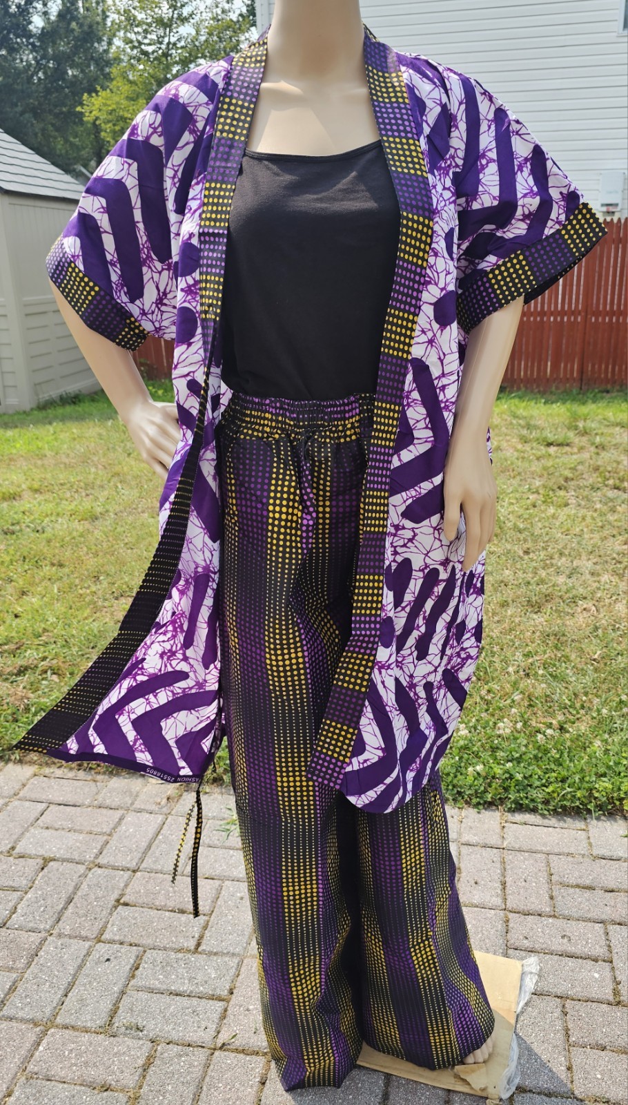 African Print 2 Piece Kimono with Long Pants