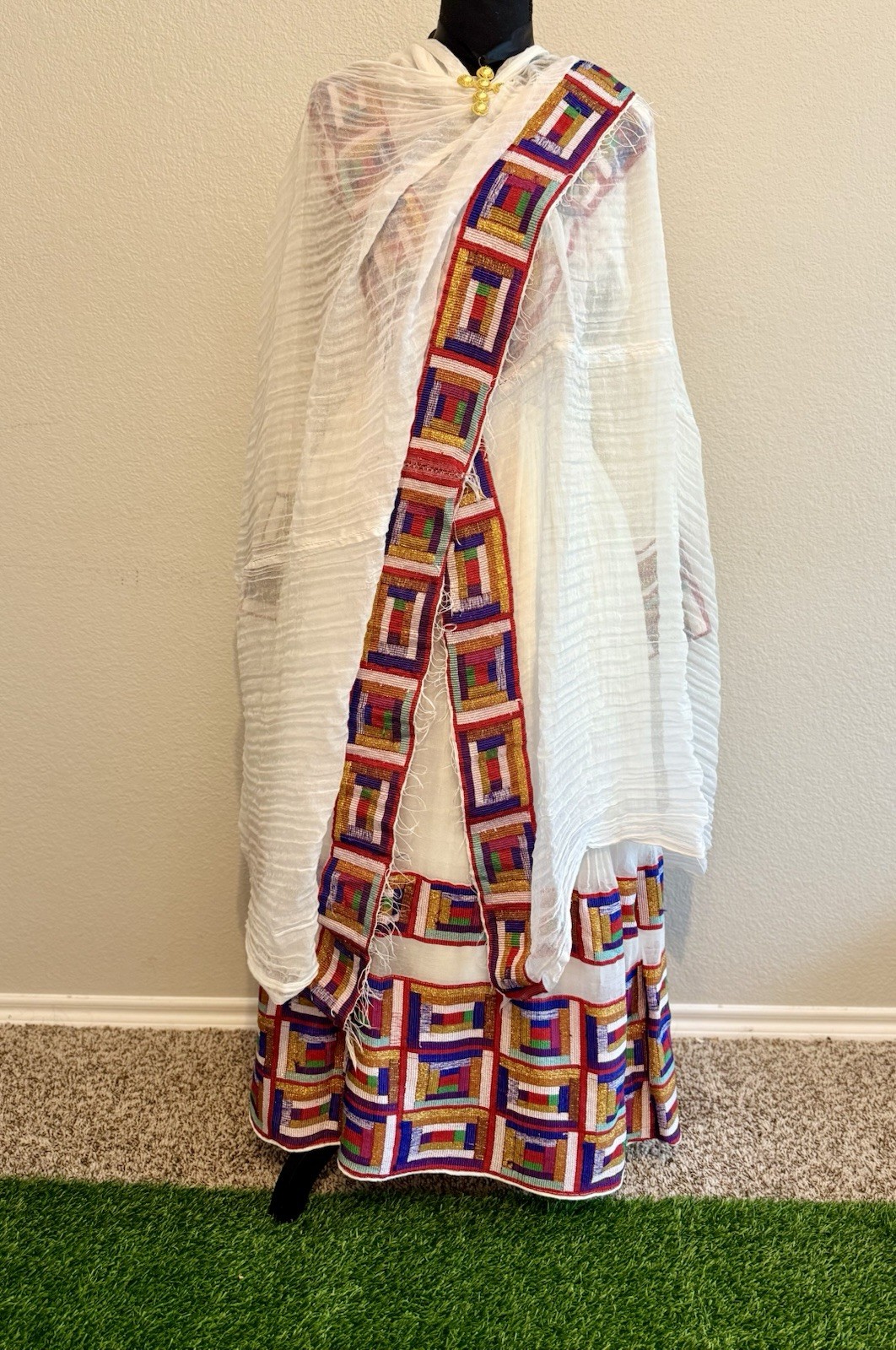 Ethiopian Dress || Hand embroidery የእጅ ጥልፍ ||Menen Fabric Elegant Tibeb Dress