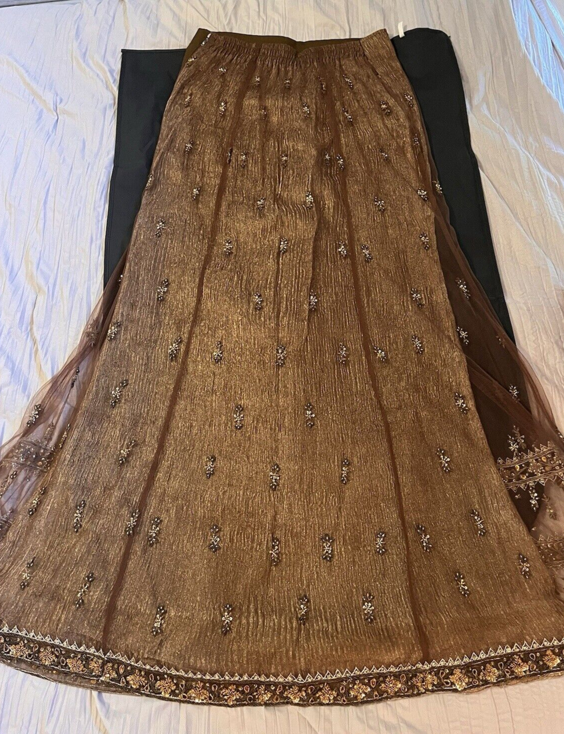 Bronze Desi/Indian/Pakistani Wedding/Party Shalwar kameez/Dress with Accessories