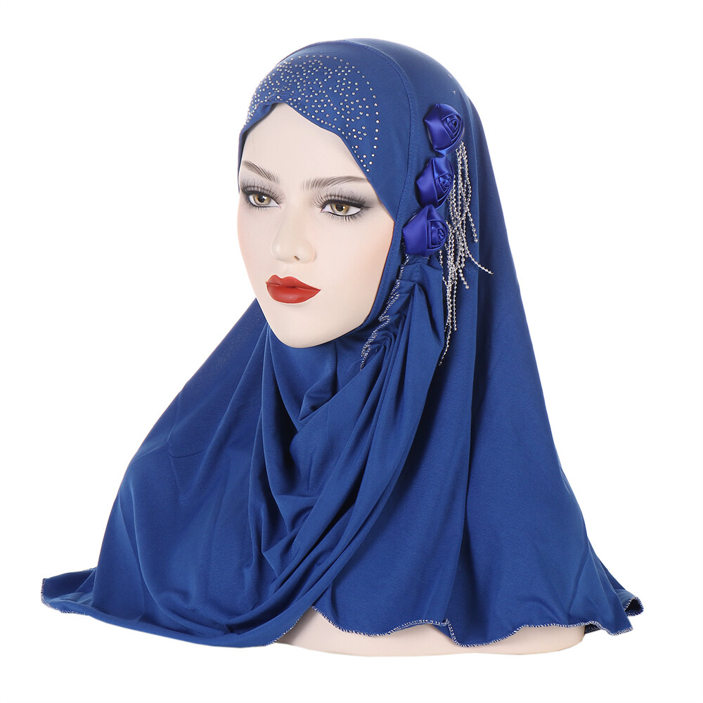 Amira Women Muslim Hijab Turban Solid Color Scarf Head Wrap Shawl Pull On Ready
