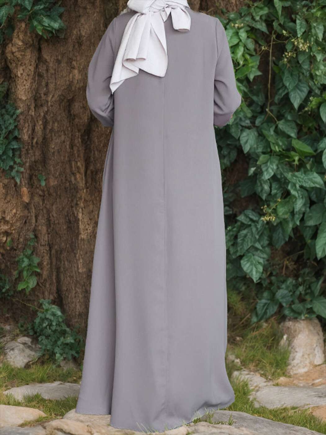 Muslim Kaftan Fashion Simple Burqa Arab Long Sleeve Abaya Ethnic Style Dress