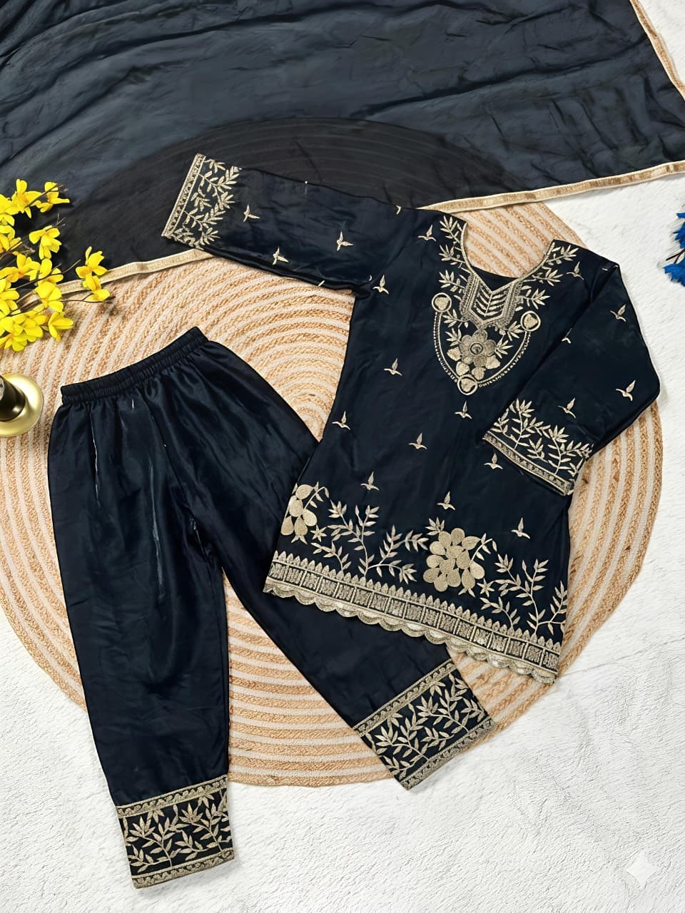 Readymade kids girls top plazzo & dupatta party wear eid indian girls
