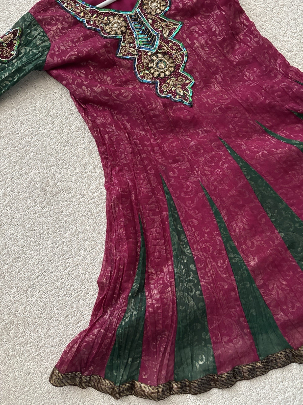 Magenta And Green Multicolor Designer Anarkali Style Readymade Womens Kurta